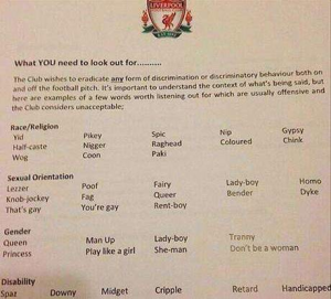 Liverpool Banned Words List